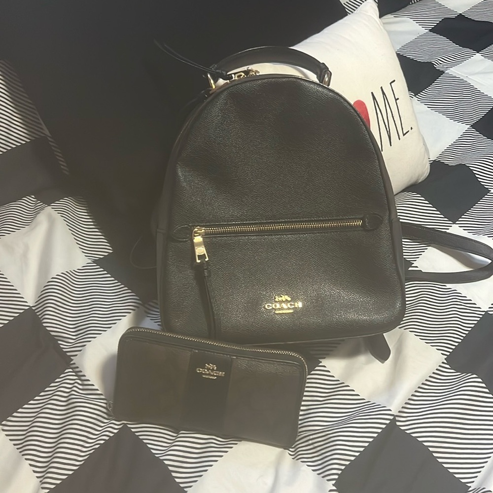 Used Coach purse backpack with matching wallet
